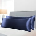 thumbnail image 1 of PiccoCasa 2 Pcs Soft Silky Satin Long Body Pillow Cover 20x54inch, Navy, 1 of 8