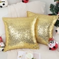 thumbnail image 1 of PiccoCasa 2 Pcs Sparkling Sequin Throw Pillow Covers 18" x 18'' Gold, 1 of 8