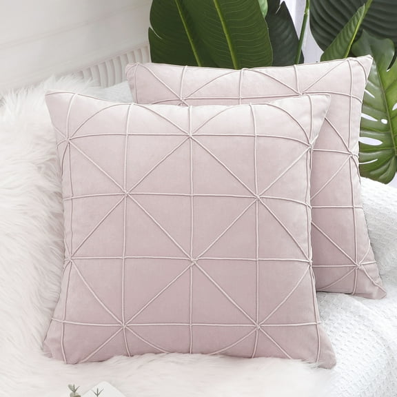 PiccoCasa 2 Pcs Velvet Throw Pillow Cover Cushion Cases Lavender Blush 18"x18"