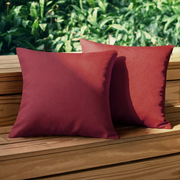 PiccoCasa 2 Pcs Waterproof Throw Pillow Covers, Decorative Red 45 x 45cm/18" x 18"