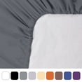 thumbnail image 1 of PiccoCasa 200TC Cotton Fitted Sheet 15" Drop Pocket, Dark Gray Queen, 1 of 7