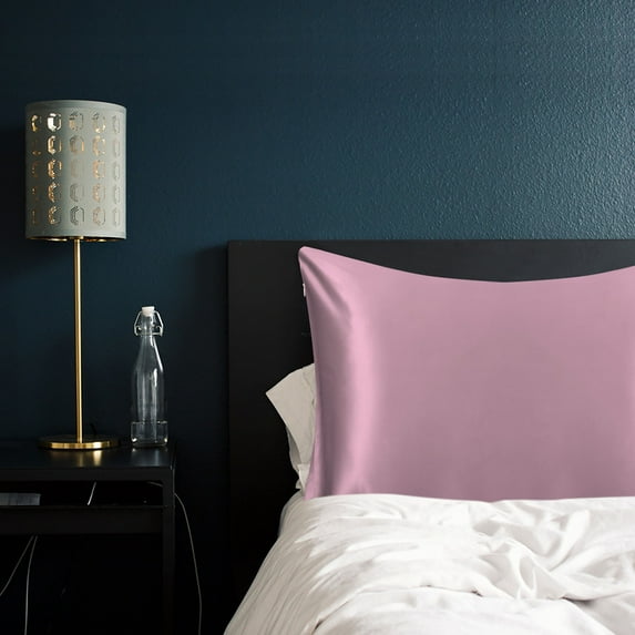 PiccoCasa 22 Momme Silk Pillowcase Zippered Pillow Cover, Queen Mauve