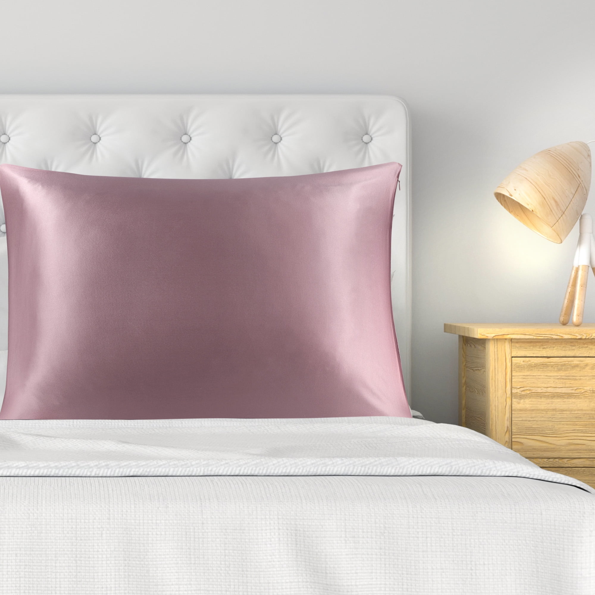 PiccoCasa 22 Momme Silk Pillowcase with Hidden Zipper, King(20"x36"), Mauve