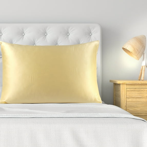 PiccoCasa 22 Momme Silk Pillowcase with Hidden Zipper, Standard(20"x26"), Champagne