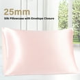 thumbnail image 1 of PiccoCasa 25 Momme Silk Pillow Cover with Envelope Closure, Pink Standard(20"x26"), 1 of 8