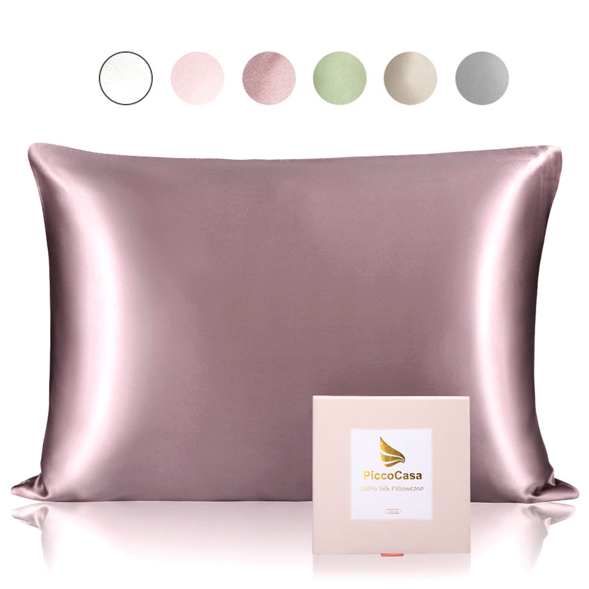 PiccoCasa 25 Momme Silk Pillowcase Queen Silk Pillow Cover, Mauve, 20"x30"