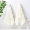thumbnail image 1 of PiccoCasa 2 Pack 100% Cotton Ribbed Hand Towels 13" x 29" Quick Dry Pearl White, 1 of 7