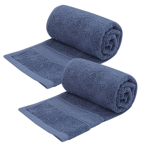 PiccoCasa 2PCS Cotton Absorbent Hand Towels Quick Dry 13" x 29" Navy Blue