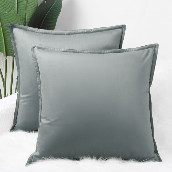 PiccoCasa 2Pcs 20"x20" Decorative Velvet Throw Pillow Covers Soft Square Cushion Covers for Sofa Couch Bedroom Gray