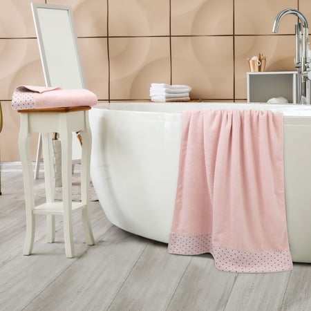 PiccoCasa 2 Pack Bath Towel Set 27"x54", Cotton Soft 600 GSM Absorbent Misty Rose