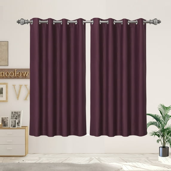 PiccoCasa 2Pcs Blockout Window Curtain for Kitchen, 52 x 63 inch Burgundy