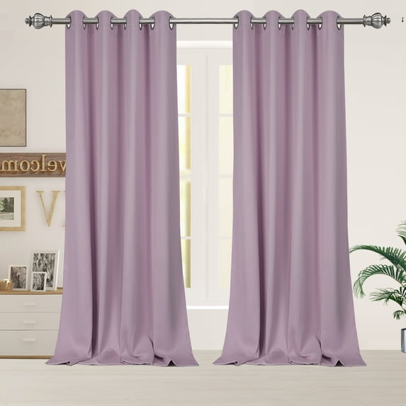 PiccoCasa 2Pcs Blockout Window Curtain for Kitchen, 52 x 95 inch Purple