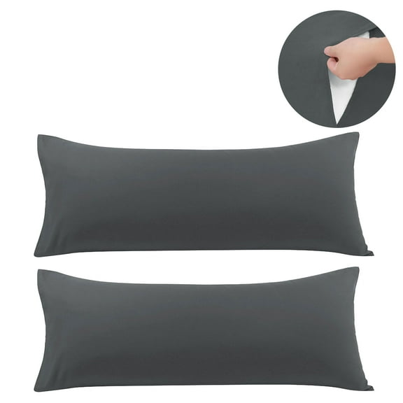 PiccoCasa 2Pcs Body Pillow Cover Brushed Microfiber No Zipper Queen Grey