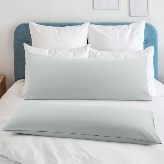 PiccoCasa 2Pcs Body Pillowcase Brushed Microfiber Body Pillow Cover, Jumbo Light Grey