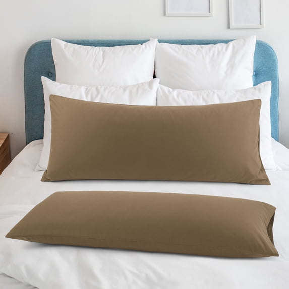 PiccoCasa 2Pcs Body Pillowcase Brushed Microfiber Body Pillow Cover, Standard Brown