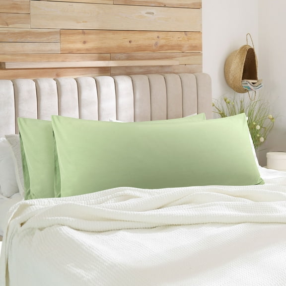 PiccoCasa 2Pcs Body Pillowcases Microfiber Pillow Covers, Standard Sage
