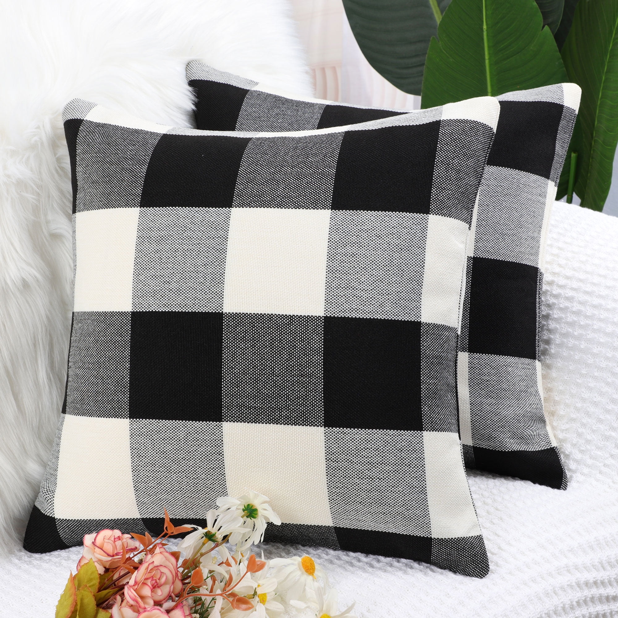 Design Imports Checkered Pillow Covers 18x18 Set of 4 - 20155331