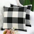 PiccoCasa 2Pcs Buffalo Check Plaid Throw Pillowcases Cotton Linen