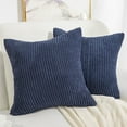 thumbnail image 1 of PiccoCasa 2Pcs Corduroy Cushion Covers Decorative Soft Throw Pillow Covers Navy Blue 18"x18", 1 of 7