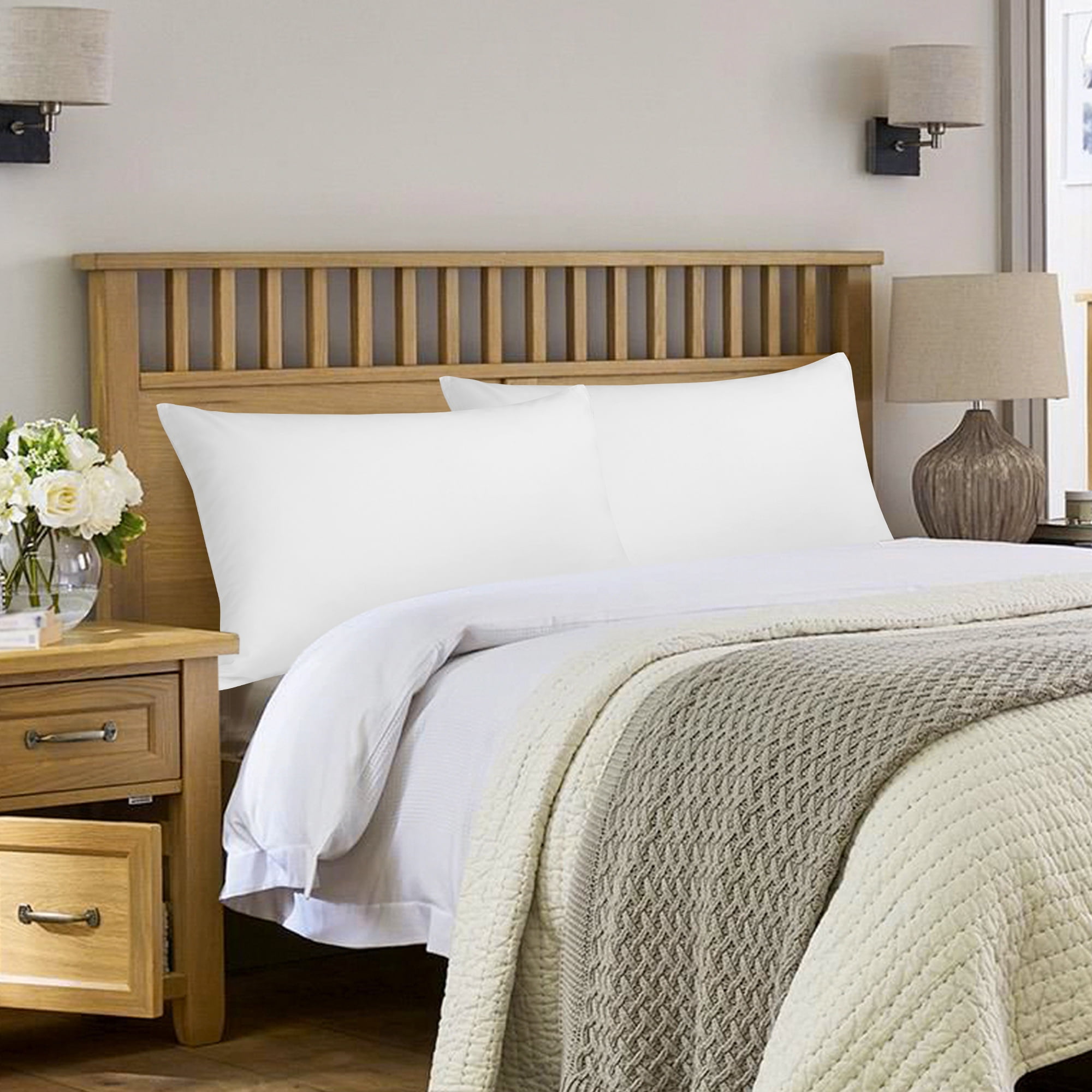 PiccoCasa 2Pcs Cotton Pillowcases Zippered Queen Pillow Covers, 20"x30