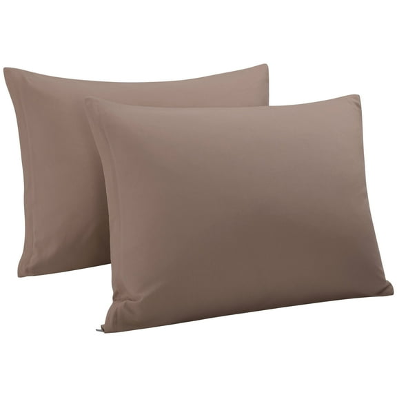 PiccoCasa 2Pcs Cotton Pillowcases Zippered Standard Pillow Covers, 20"x26", Coffee Color
