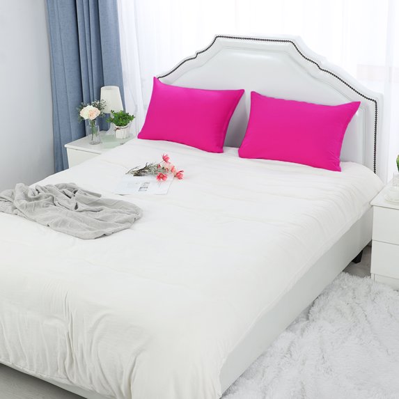 PiccoCasa 2 Pack Egyptian Cotton Pillowcases with Zipper Fuchsia Standard(20"x26")