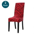 thumbnail image 1 of PiccoCasa 2Pcs Elastic Short Leaves Pattern Slipcovers Dining Chair Covers, Red, 1 of 6