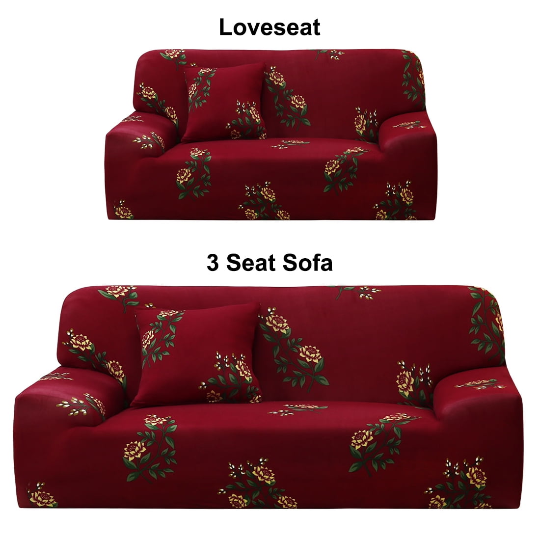 PiccoCasa 2Pcs Elastic Spandex Sofa Slipcover Set with 2 Pillowcases