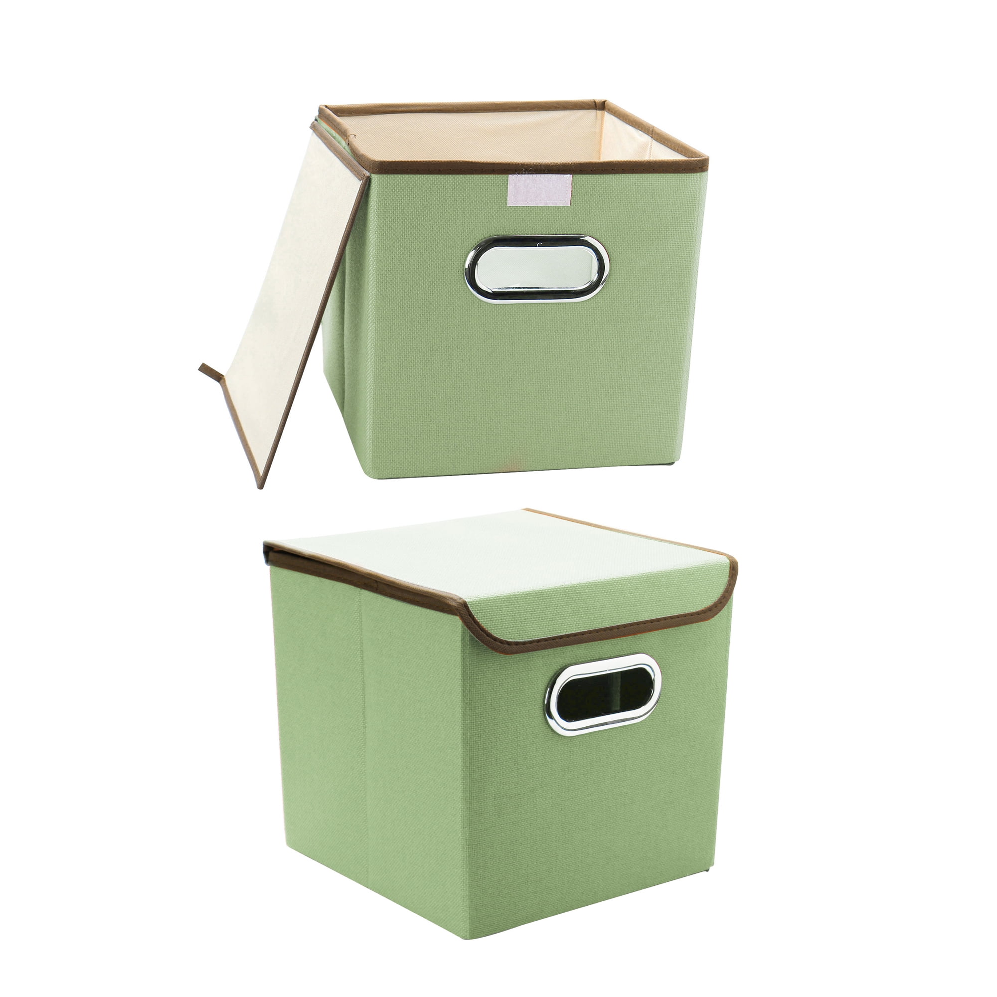 PiccoCasa 2Pcs Home Fabric Storage Bin Cube Basket Organizer with Lid