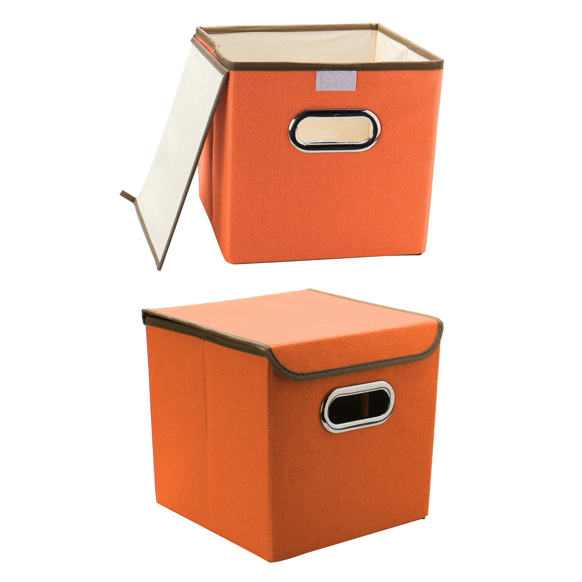 PiccoCasa 2Pcs Home Fabric Storage Bin Cube Basket Organizer with Lid