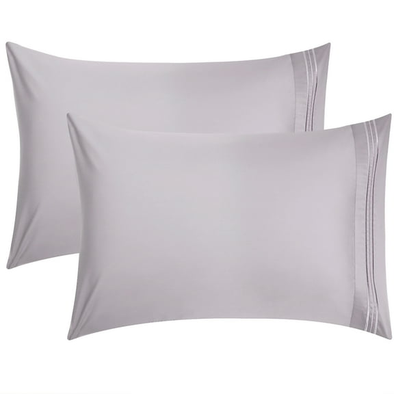 PiccoCasa 2Pcs Long-staple Cotton Pillowcase, Queen Pale Purple
