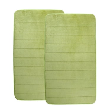 PiccoCasa 2Pcs Memory Foam Bath Rugs Non Slip Baht Mats, Green, 32" x 20"