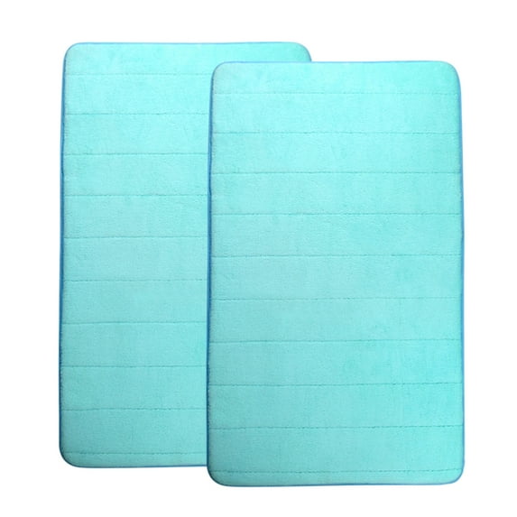 PiccoCasa 2Pcs Memory Foam Bath Rugs Non Slip Baht Mats, Turquoise Blue, 32" x 20"