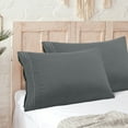 thumbnail image 1 of PiccoCasa 2Pcs Microfiber Embroidery Pillowcases Zipper Dark Gray Travel, 1 of 7