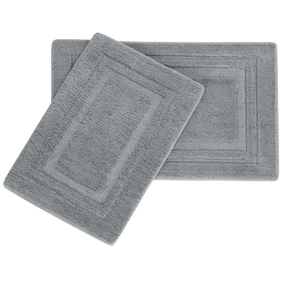 PiccoCasa 2Pcs Non-slip Bath Rug Set for Bathroom and Kitchen, 24"x 16"& 31" x 20", Gray