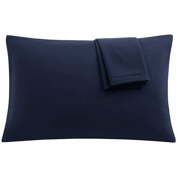 PiccoCasa 2Pcs Pillowcases 1800 Microfiber Pillowcases with Zipper, Standard(20"x26"), Navy
