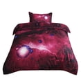 thumbnail image 1 of PiccoCasa 2Pcs Polyester Duvet Cover Set Galaxy Sky Bedding Sheet, Twin, Red, 1 of 6