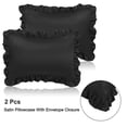 thumbnail image 1 of PiccoCasa 2Pcs Satin Pillowcase Pillowcases Ruffled Pillowcases Pillow Shams, King Black, 1 of 8