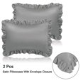 thumbnail image 1 of PiccoCasa 2Pcs Satin Pillowcase Pillowcases Ruffled Pillowcases Pillow Shams, Standard Deep Grey, 1 of 7