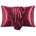thumbnail image 1 of PiccoCasa 2Pcs Satin Pillowcase Silky Pillow Cover with Envelope Closure, King Burgundy, 1 of 8