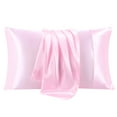 thumbnail image 1 of PiccoCasa 2Pcs Satin Pillowcase Silky Pillow Cover with Envelope Closure, Standard Pink, 1 of 8