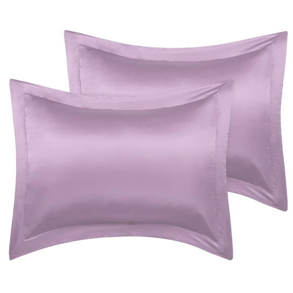 PiccoCasa 2Pcs Satin Pillowcases, Breathable Oxford Pillow Shams, Queen(20"x30"), Mauve