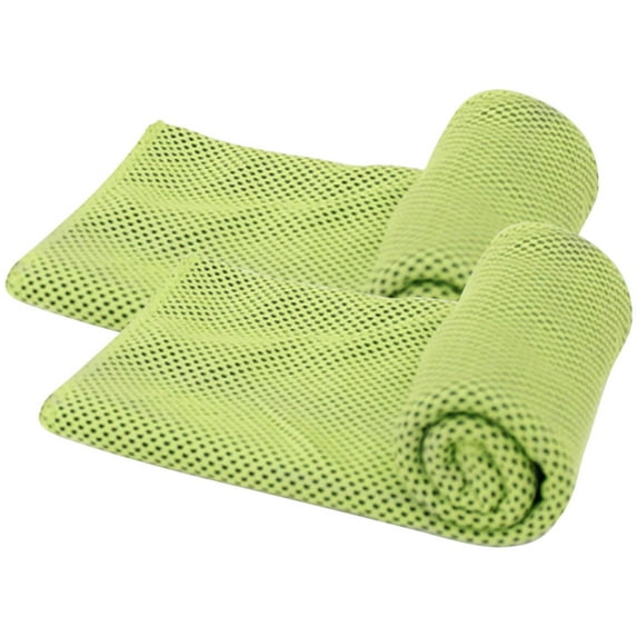 PiccoCasa 2Pcs Soft Microfiber MV Sport Cool Touch Towel for Gym Sport 11"x30" Green