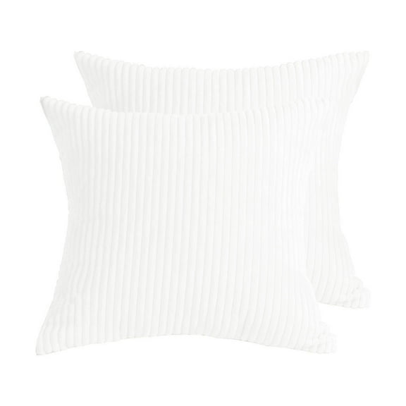 PiccoCasa 2Pcs Square Decorative Throw Pillowcases Cushion Covers, 18" x 18" White