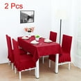 thumbnail image 1 of PiccoCasa 2Pcs Stretch Spandex Dining Chair Slipcovers, Ruffled Skirt Chair Protectors Burgundy, 1 of 6