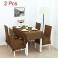 thumbnail image 1 of PiccoCasa 2Pcs Stretch Spandex Dining Chair Slipcovers, Ruffled Skirt Chair Protectors CoffeeColor, 1 of 6