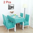 thumbnail image 1 of PiccoCasa 2Pcs Stretch Spandex Dining Chair Slipcovers, Ruffled Skirt Chair Protectors Cyan, 1 of 6