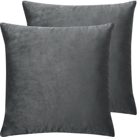 PiccoCasa 2Pcs Velvet Throw Pillow Covers Solid Decorative Cushion Covers Gray 16"x16"