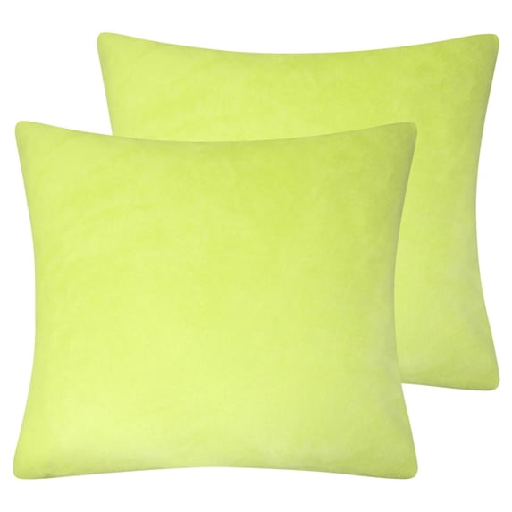 PiccoCasa 2Pcs Viscose Velvet Soft Decorative Throw Pillowcases 24"x24", Chartreuse