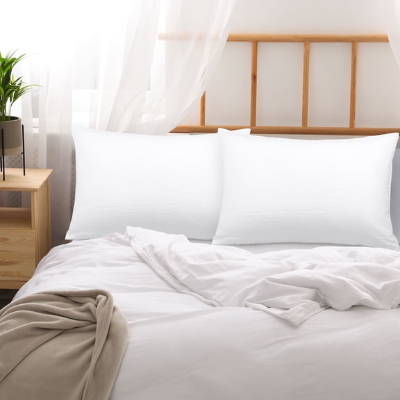 PiccoCasa 2Pcs Washed Microfiber Pillowcases Soft Envelope White Standard(20"x26")